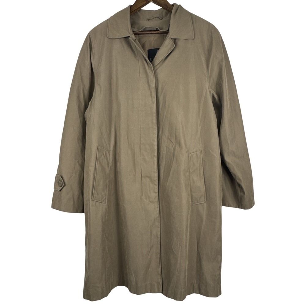 Vintage London Fog Trench Coat Men XL REG Beige Tan Faux Suede Button Front 90s